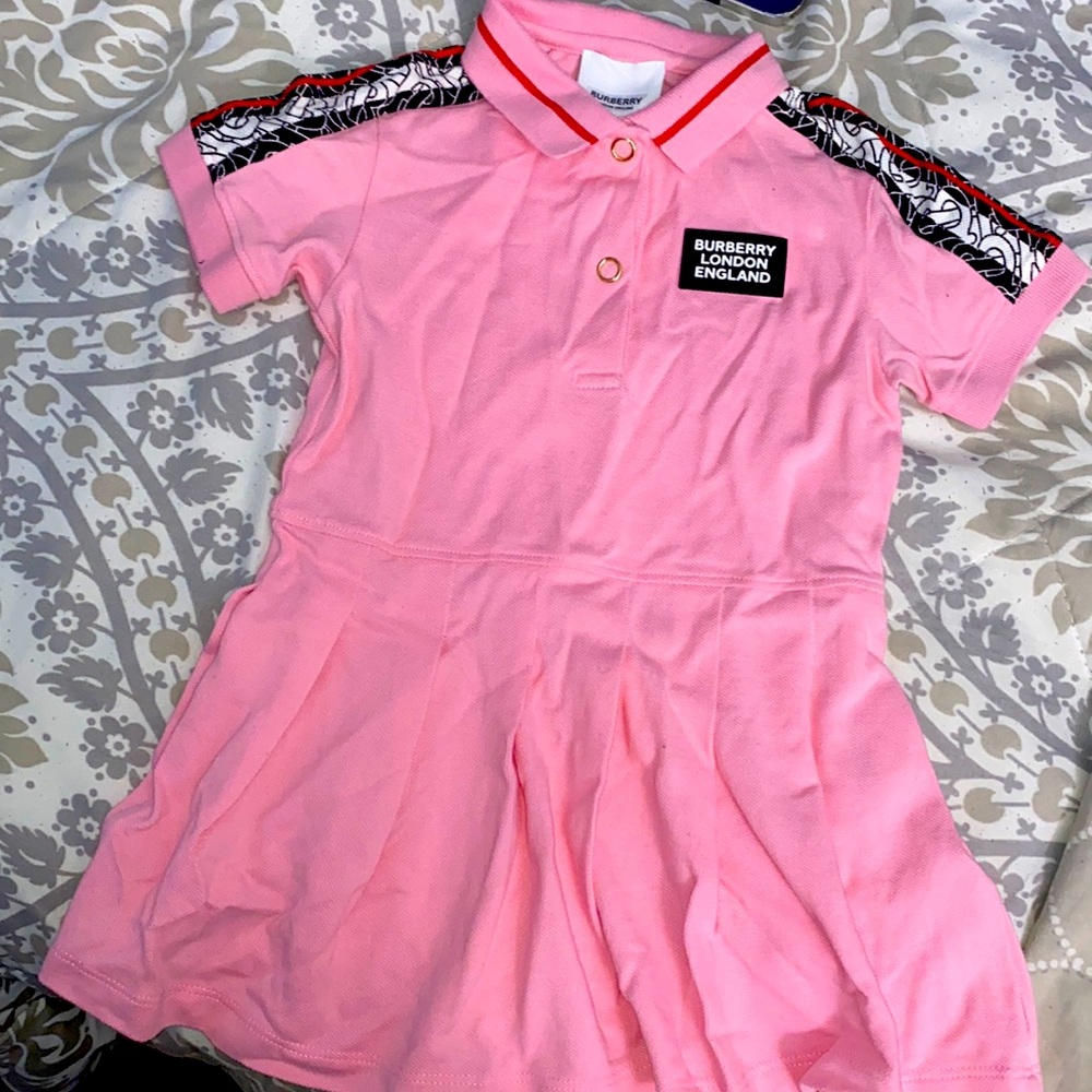 BURBERRY Rebecca Monogram Stripe Piqué Polo Dress